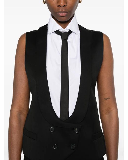 Chaleco con escote ancho Moschino de color Black