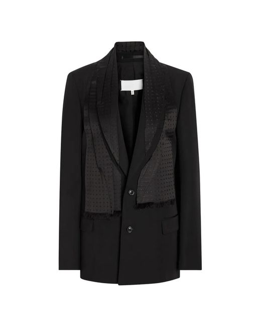 Maison Margiela Black Scarf-Detail Tailored Jacket