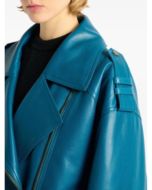 Balmain Leren Jack in het Blue