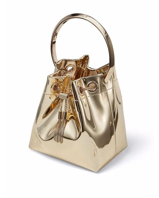 Jimmy Choo Yellow Bon Bon Metallic Leather Top Handle Bag