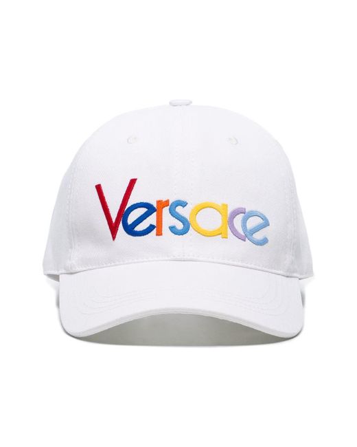 Gorra de béisbol con logo bordado Versace de hombre de color White