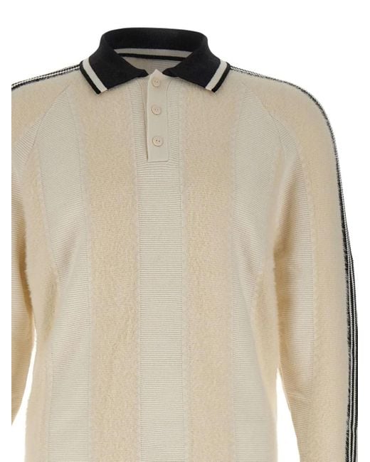 Adidas Natural Polo-Neck Stripe-Detail Sweater for men