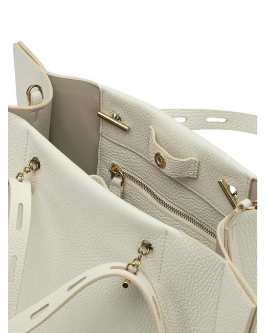 MINOBOSSI Natural Cut-Out Leather Tote Bag