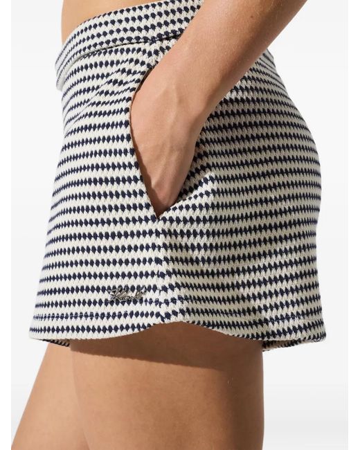 Karl Lagerfeld White Crochet Striped Mini Shorts