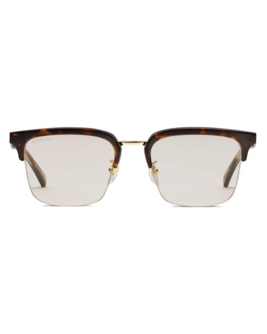Gucci Tortoiseshell-detail Square-frame Sunglasses in Brown for Men | Lyst