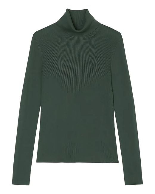 Marc O' Polo Green Ribbed Turtleneck Top