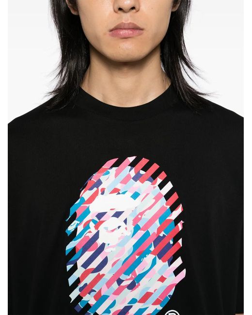 A Bathing Ape Black Abc Camo Illusion Ape Head Relaxed Fit Tee for men