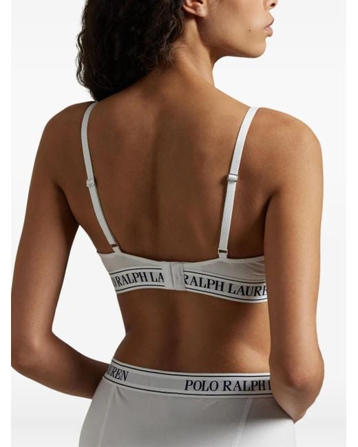 Polo Ralph Lauren White Logo-Trim Bralette