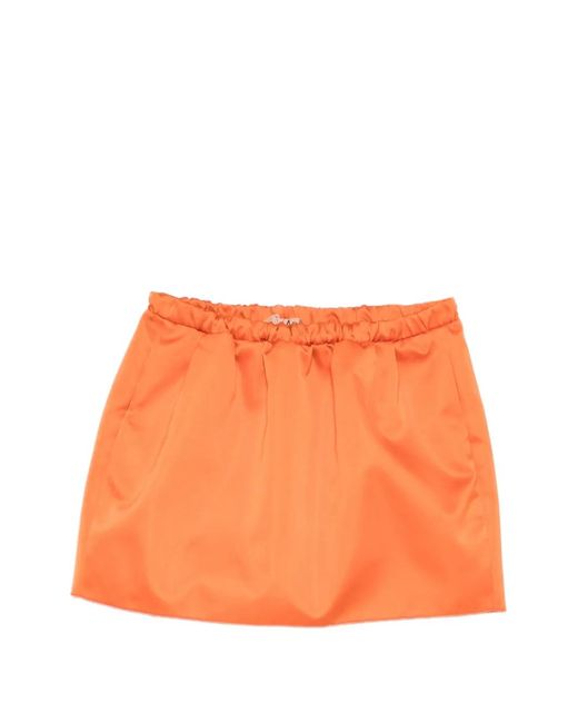 N°21 Orange Elasticated Woven Mini Skirt