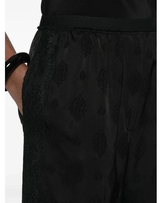 Sandro Black Lace-Trim Palazzo Pants