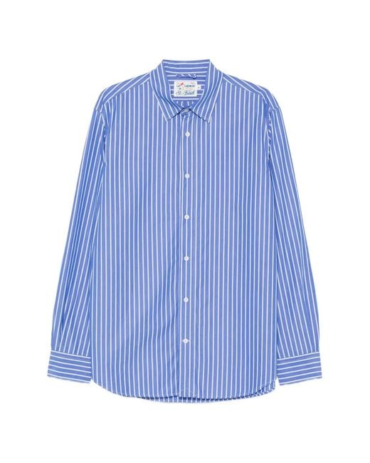Mc2 Saint Barth Blue Chemise Levanzo À Rayures for men