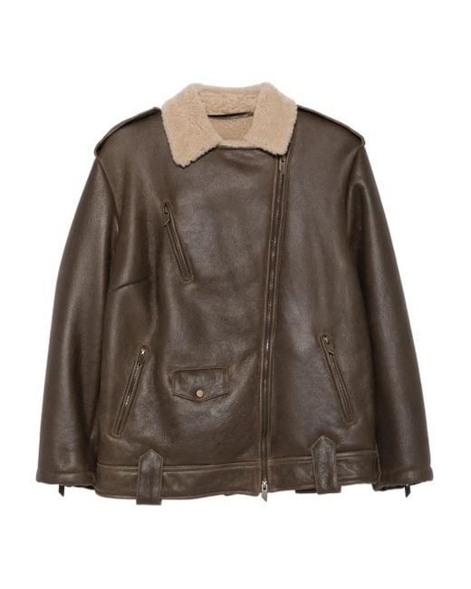 Salvatore Santoro Brown Leather Zip-Up Jacket