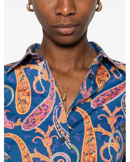 Etro Blue Cotton Elastane Shirt