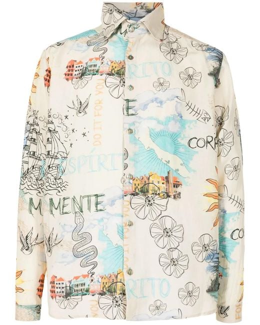 Amir Slama Multicolor Graphic-Print Button-Up Shirt for men