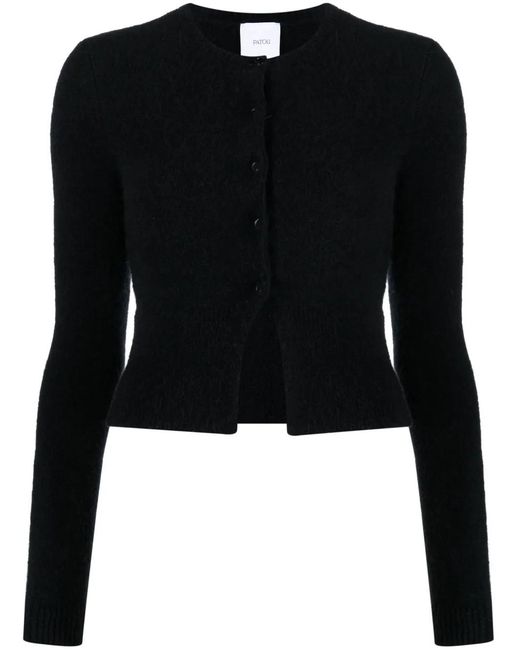 Patou Black Button-Fastening Knitted Cardigan