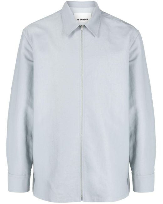 Jil Sander White Spread-collar Zip-up Shirt for men
