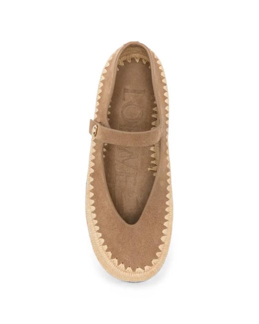 Loewe White Rio Mary -Jane Woven-Trim Ballet Flats