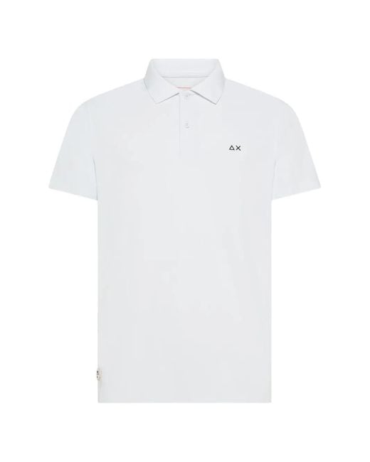 Sun 68 White Logo-Patch Short-Sleeve Polo Shirt for men
