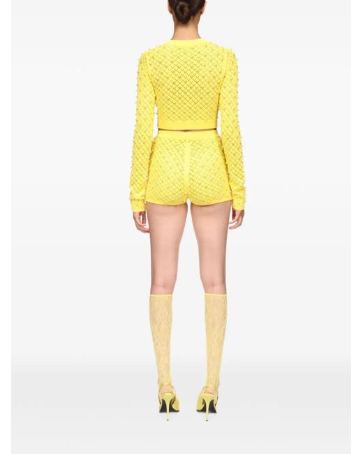 David Koma Yellow Button Embellished Cardigan