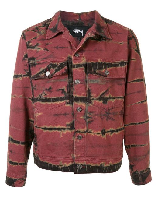 Stussy Red Ranch Tie-dye Denim Jacket for men