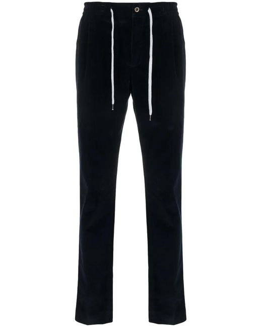PT Torino Blue Drawstring-Waist Straight-Leg Corduroy Trousers for men