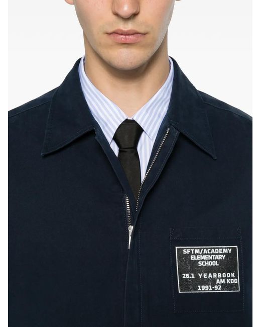 Song For The Mute Blue Logo-Patch Zip-Up Jacket for men