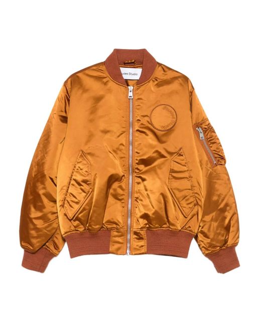 Etudes Studio Orange Veste Bomber En Satin À Logo Brodé
