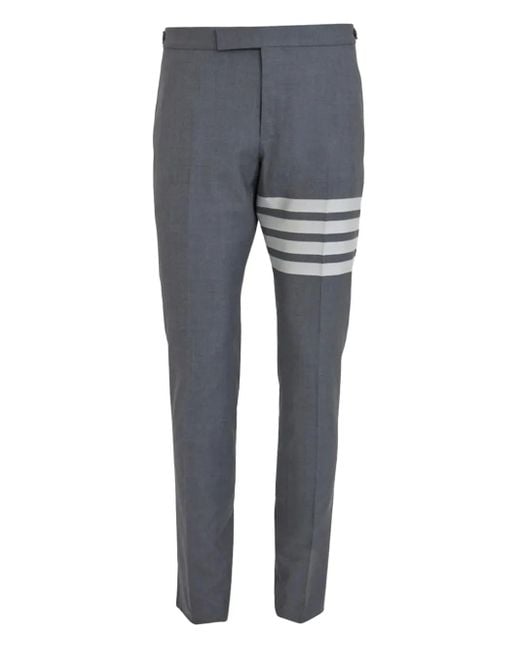 Thom Browne Gray 4-Bar Low-Rise Trousers for men