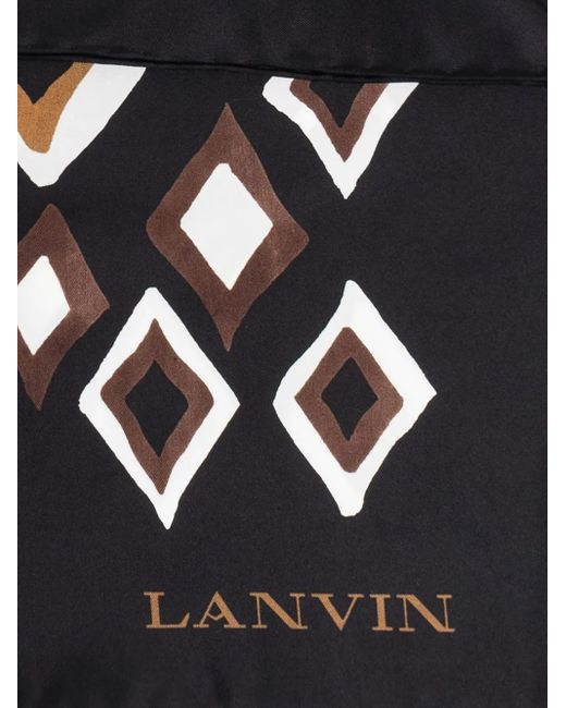 メンズ Lanvin ジオメトリックパターン シルクスカーフ Black