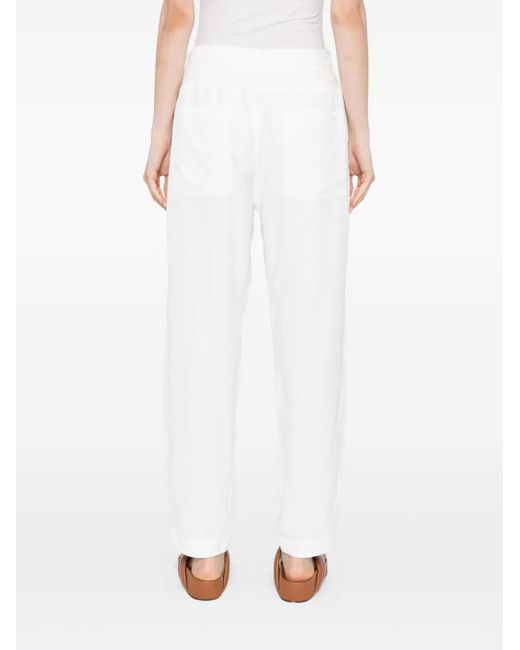 James Perse White Drawstring Tapered Trousers
