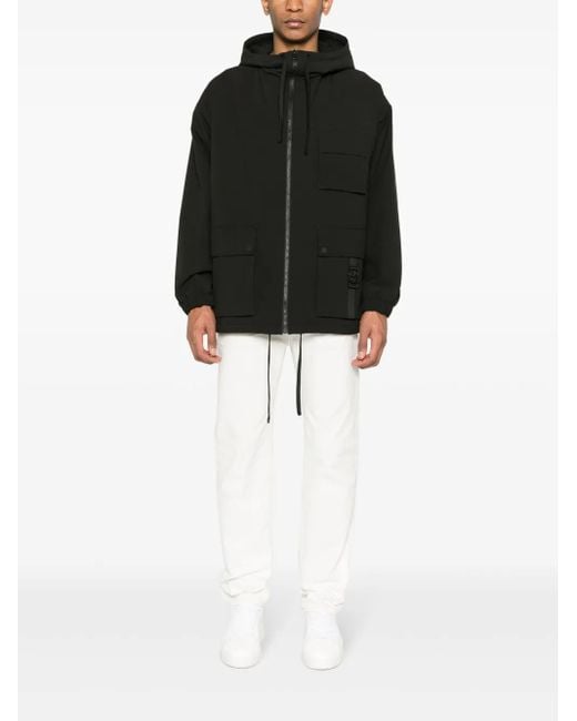 HUGO Black Ripstop Hooded Cargo Jacket for men