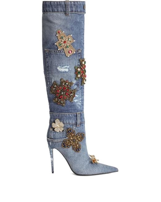 Botas vaqueras con tacón de 105 mm Dolce & Gabbana de color Blue