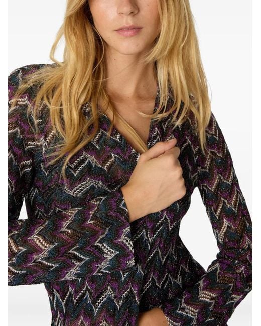 Missoni Black Chevron-Pattern Knitted Cardigan