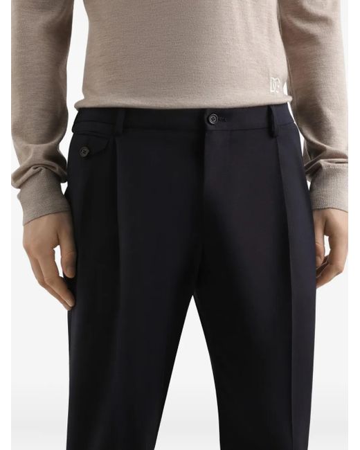 Dolce & Gabbana Blue Pleat-Detail Trousers for men
