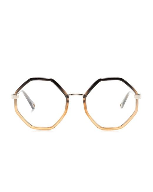 Chloé Metallic Oversized Geometric-Frame Glasses