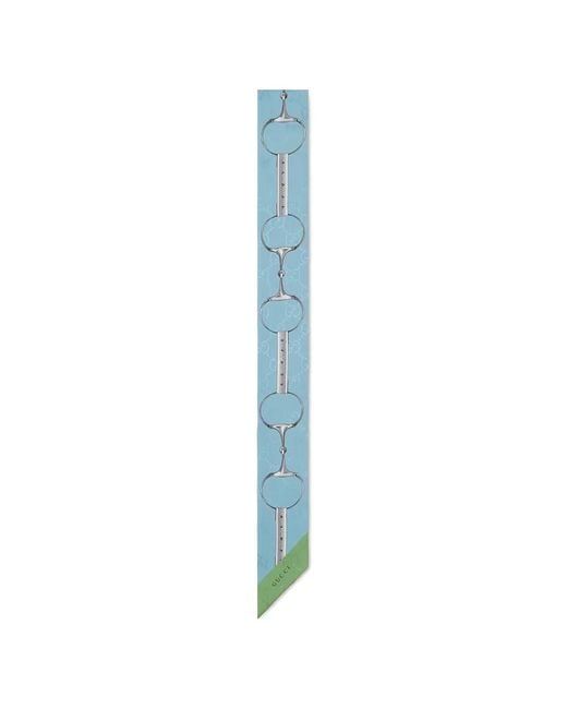 Gucci Blue Printed Silk Ribbon