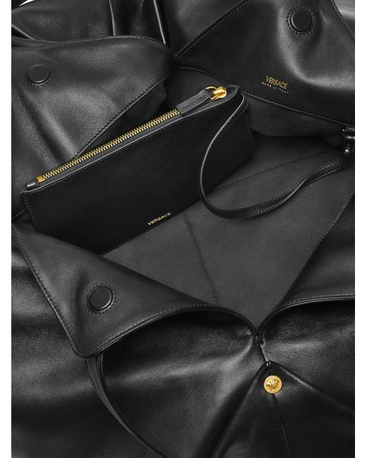 Versace Black Protea Large Nappa Shoulder Bag