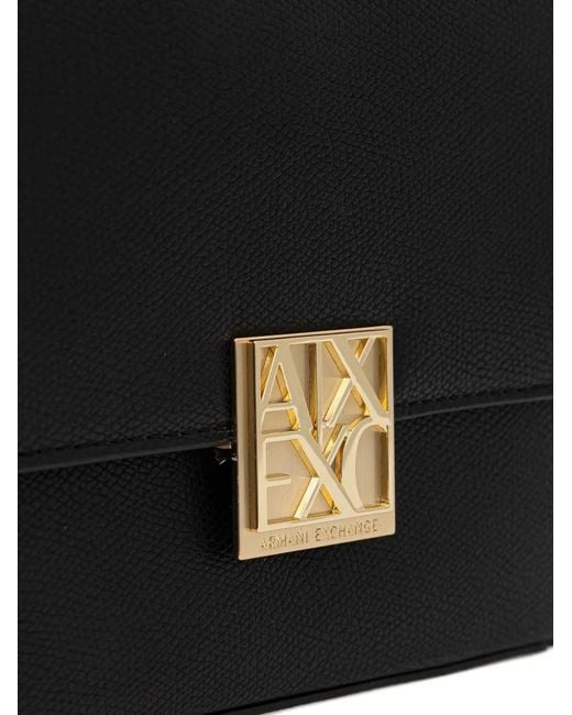 ARMANI EXCHANGE Black Logo-Plaque Cross-Body Bag