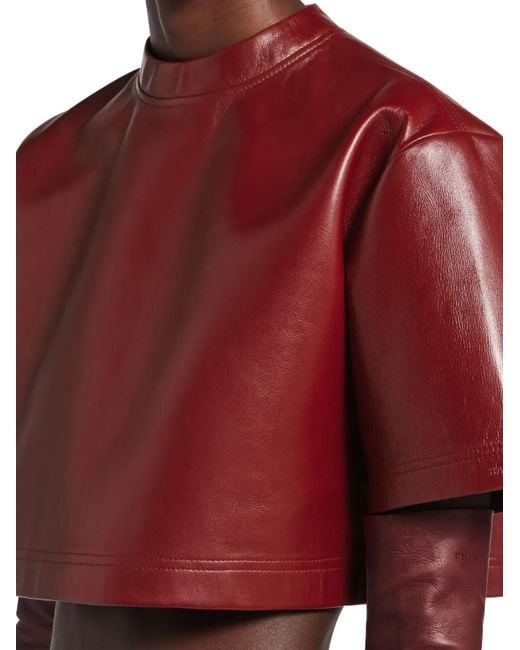 Balenciaga Purple Short-Sleeve Leather T-Shirt