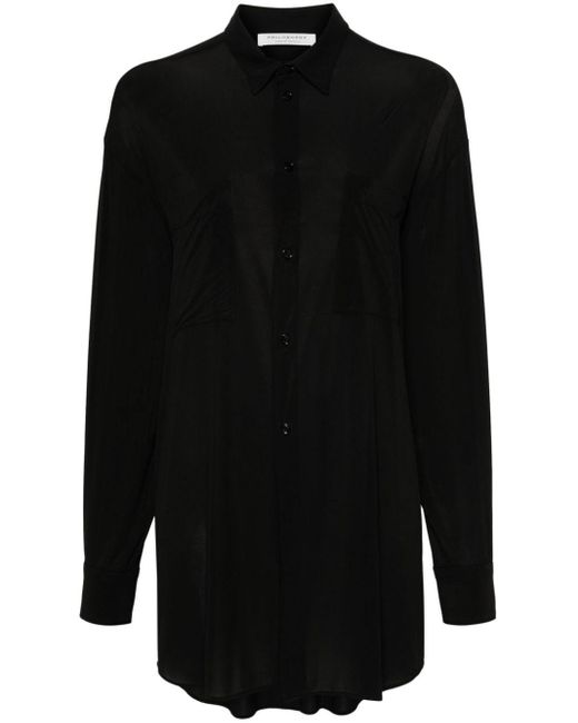 Philosophy Di Lorenzo Serafini Black Jerseyhemd mit Kellerfaltendetail