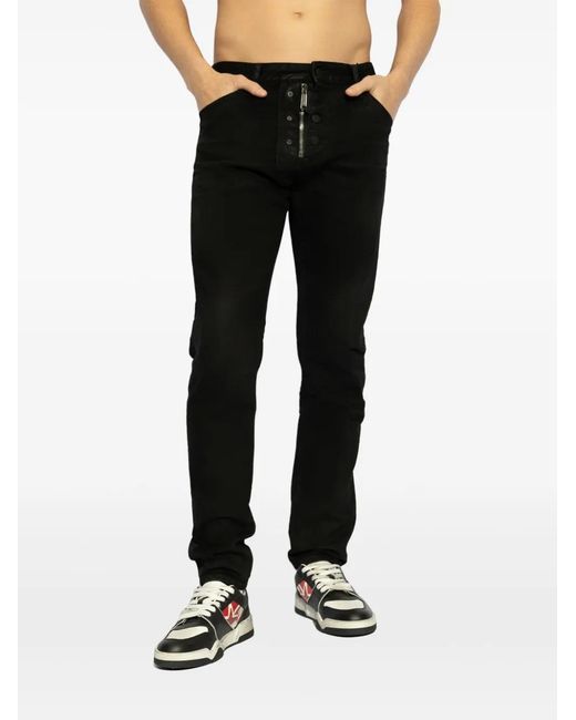 DSquared² Black Logo-Patch Jeans for men