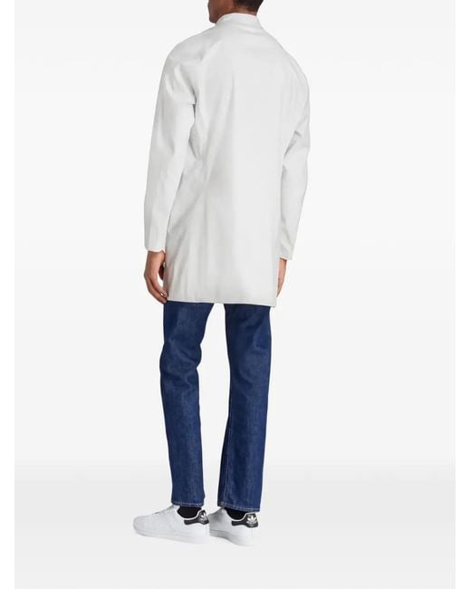 Herno White Button-Fastening High-Neck Coat for men