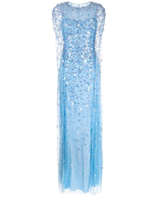 Jenny Packham Songbird Maxi-jurk Met Kralen in het Blue