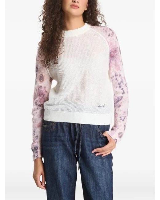 Desigual White Tie-Dye Raglan-Sleeve Sweater