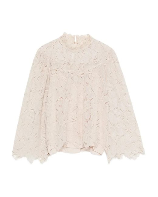 Suncoo Natural Lace-Embellished Blouse
