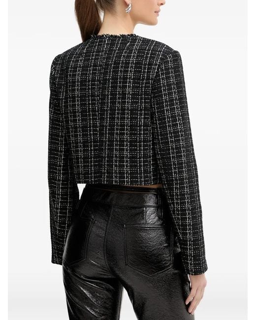 Guess Black Pearl-Button Tweed Jacket