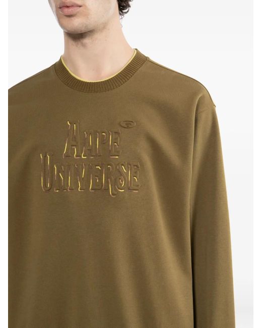 Aape By A Bathing Ape Green Logo-Embossed Sweatshirt for men