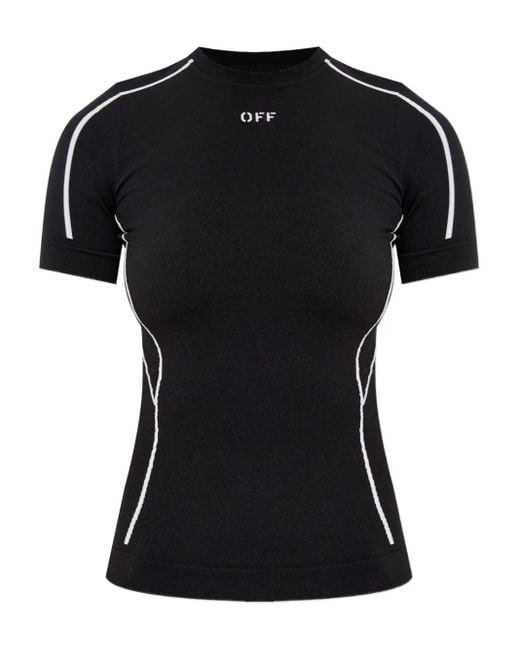 T-Shirt Con Dettaglio Logo-Donna di Off-White c/o Virgil Abloh in Black