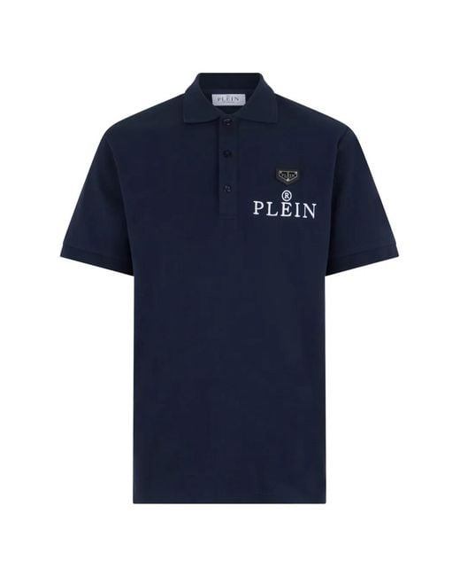 Philipp Plein Blue Logo-Embroidered Polo T-Shirt for men