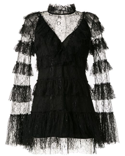 Alice McCALL Black The Zen Ruffled Tulle Mini Dress